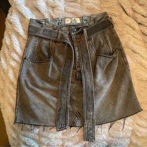 Free People Vintage Style Grey Denim Mini Skirt